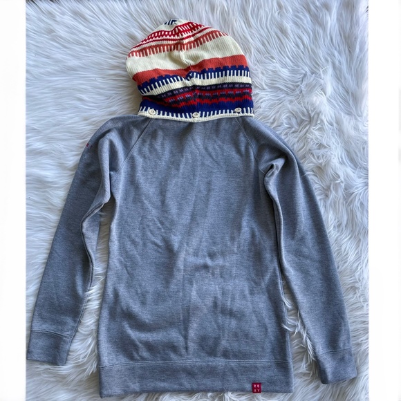 Roxy multicolor knit removable hood gray sweatshirt tunic - Picture 6 of 10